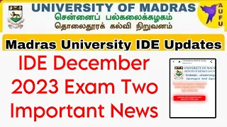 Madras University IDE December 2023 Exam Important Updates 👍