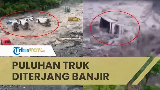 Hujan Deras di Gunung Merapi, Banjir Lahar Dingin Sapu Proyek Dam dan Puluhan Truk Terjebak Banjir