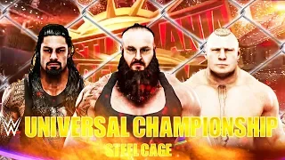 WWE 2K19 : WrestleMania 35 Brock Lesnar Vs Roman Reigns Vs Braun Strowman Steel Cage Match 60fps HD