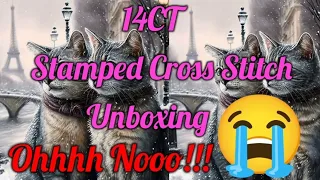 14CT Stamped Cross Stitch Unboxing. Ohh No!! #stampedcrossstitch #pointdecroix #flosstube #unboxing