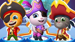 Talking Tom Gold Run vs Talking Tom Gold Run 2 vs Talking Tom Splash Force Pirat Outfit Gameplay