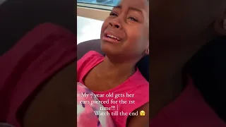 7 yr old little girl gets her ears pierced 🥺