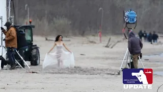 Spoilers: Sarah Shahi filming on a beach in Toronto for Sex/Life.