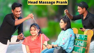 Head Massage Prank On Cute Girls || Funny Reaction😂 || Bubul Aman