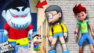 GTA5: Evil shinchan Give World Hardest Ramp Challenge To Kicko & Nobita