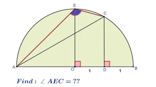 Find  m ∠ ACE. || A bit Difficult Geometry Problem. || Semi-Circle || Circle-Theorem || Similarity.