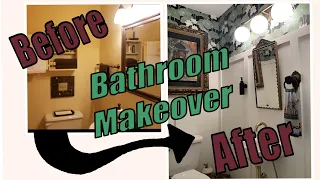 Powder room Makeover, DIY Bathroom Makeover, Small bathroom remodel, How to plumb a wall mount sink,