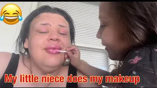 My niece  Jazlyn does my makeup  (weekly blog with family )
