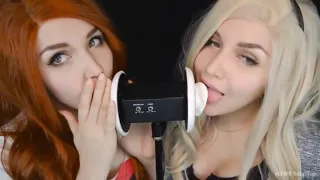 ASMRKittyKlaw Ear Licking!(Black cat,ANGEL AND DEMON,TWO GIRLS)