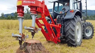 Dangerous Monster Stump Removal Excavator Working, Fastest Stump Grinding Machine and Woodworking