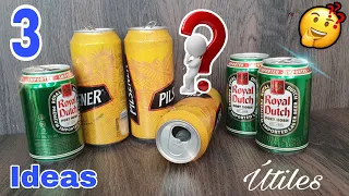 3 Ideas Útiles Reutilizando LATAS DE CERVEZA fácil y funsional | Beer Can Crafts.