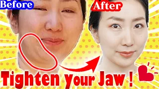 My Husband Stunned! How I Lost Jaw Fat and Double Chin -Intense Exercise-