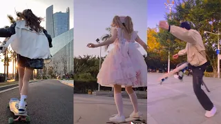 Longboard and skateboard | TIKTOK fashion skate moment compilation🙂 kwai fashion