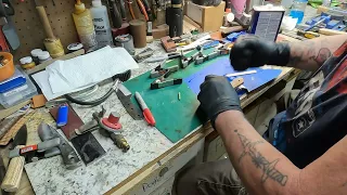 finish sanding and glue up on Ricky's BBQ knife