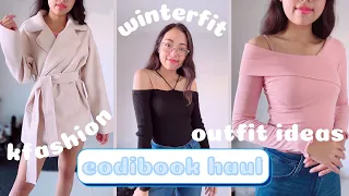 cute korean fashion try on + review, winter ish outfits | codibook haul