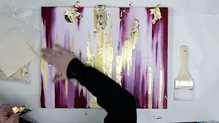 (101) Amazing DIY Pink and Gold Wall Art with Gold Leaf, How to Make Your Own Abstract Art