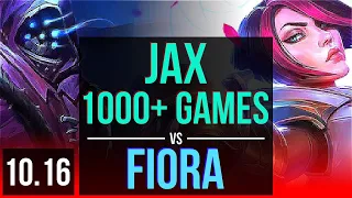 JAX vs FIORA (TOP) | 5 early solo kills, 1000+ games, Triple Kill, 9 solo kills | KR Master | v10.16