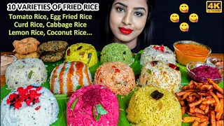 ASMR Egg Fried Rice,Lemon Rice,Carrot Rice,Tomato Rice,Curd Rice,Tamarind Rice | ASMR Eating Video