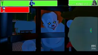Baldi, Sonic, and Steve (FH) vs. Pennywise with healthbars
