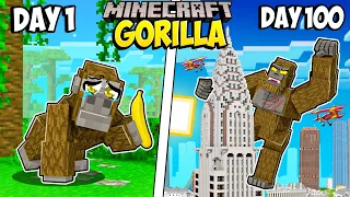 I Survived 100 Days as a GORILLA in Minecraft