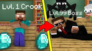 Monster School : Lv.1 Crook vs Lv.99 Boss Herobrine - Minecraft Animation