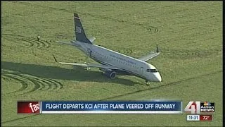 Plane veers off the runway at KCI