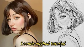 Loomis method portrait face:How to draw face for beginners tutorial#art #shortvideo #artist#drawing