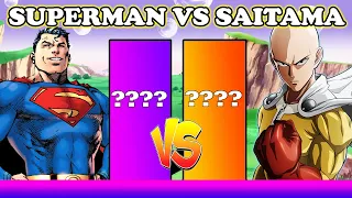 Superman VS Saitama - Power Levels! Superman VS One Punch Man!