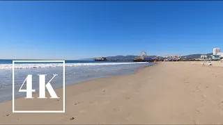 ASMR 🎧 Santa Monica Beach ⛱ 4K Beach Walk 📽 3D Binaural Ocean Wave Sound for relaxing, sleeping 🌊