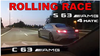Rolling Race #19 | Mercedes S63 AMG (660ps) vs C63 AMG (476ps)