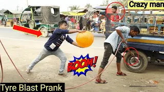 Tyre Blast Prank with Popping Balloons |  Crazy REACTION with Popping Balloon Prank by Razu prank tv