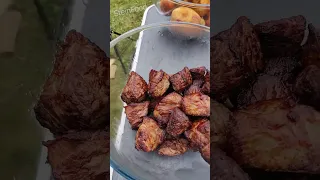 Kazan kebab with beef - In a cauldron on fire