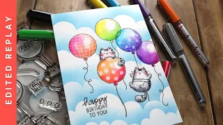 🔴 EDITED REPLAY - Birthday Month Day 5 - Stenciled Clouds & Watercolor Markers