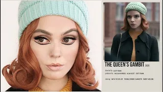 Beth Harmon "THE QUEEN'S GAMBIT" tutorial!  '60s MOD makeup👀