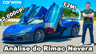 ANÁLISE do Rimac Nevera de 2.000 cavalos com teste de 0-100 km/h, 400m, freio e DRIFT!