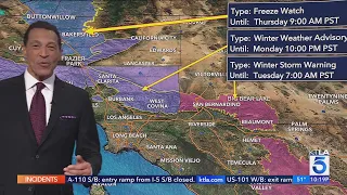 Storm bringing rain, snow to Southern California