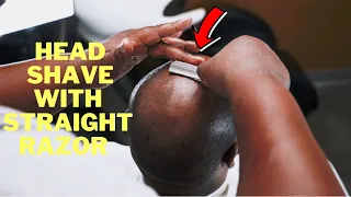 Bald Head Shaving With Beard Lineup Using A Straight Razor Tutorial