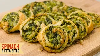 Spinach & Feta Bites | Puff Pastry | Few Ingredients | Vegetarian | Quick & Easy