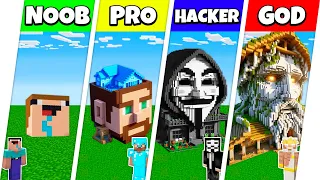 Minecraft Battle: NOOB vs PRO vs HACKER vs GOD: INSIDE HEAD HOUSE BASE BUILD CHALLENGE / Animation