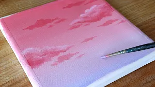 Acrylic painting | Pink Cloud Painting | Painting Tutorial for beginners #108