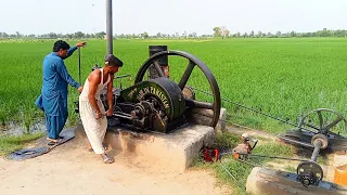 Power Diesel Oil engine 22hp work on aata chakki | Starting Diesel Oil Engine |  @culturepunjabda