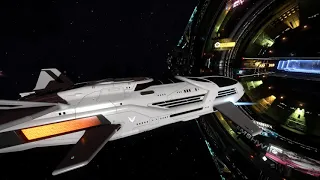 Elite Dangerous landing of the Beluga Liner