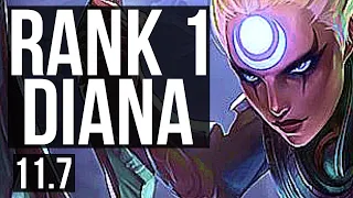 DIANA vs ANNIE (MID) | Rank 1 Diana, 7/0/2, 2.2M mastery, 700+ games | JP Grandmaster | v11.7