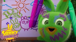 SUNNY BUNNIES - GIANT CRAYONS | COLOURING, DRAWING, PAINTING for Kids | Cartoons for Children