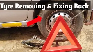 How to Change Punctured Tyre and fixing Back Safely in Kannada|Kiran Car Craze