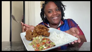 Fried ribs white rice avocado salad  #mukbang #subscribetomychannel