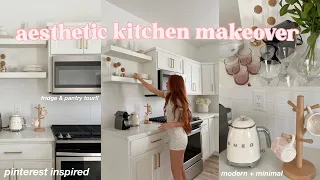 AESTHETIC KITCHEN MAKEOVER ❀ pinterest inspired!! organize with me, grocery shopping, + pantry tour!