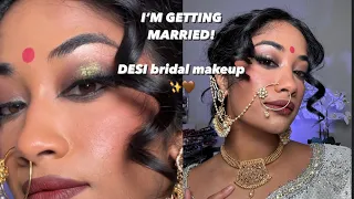 IM GETTING MARRIED 👁️👄👁️ Desi Bridal makeup time 🤎