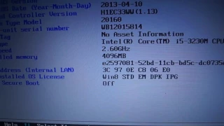 Сброс пароля BIOS Lenovo V580c Reset BIOS password