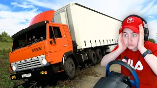 КАЗАХСТАН - КАМАЗ СЛОМАЛСЯ ПОСЛЕ АВАРИИ! / EURO TRUCK SIMULATOR 2 + РУЛЬ